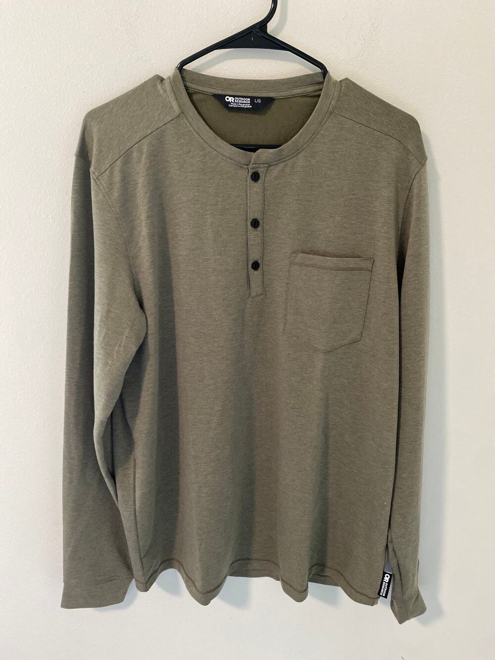 New Outdoor Research Aberdeen Long Sleeve Henley Ranger Green Men's Medium